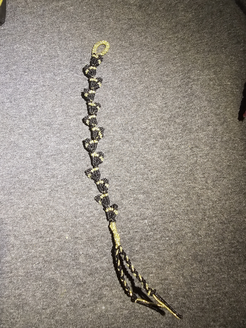 Handmade Black and Gold Braided Leaf Bracelet